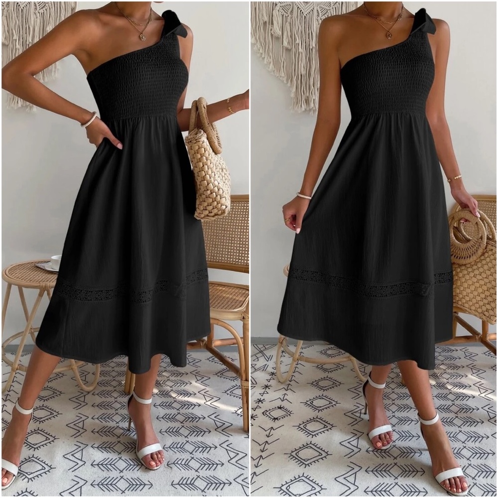 Boho One Shoulder Lace Minimalist Dress